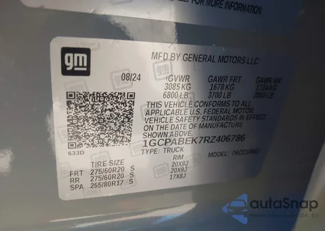 2024 Chevrolet Silverado 1500 2Wd Short Bed Custom из США, поврежденный, VIN 1GCPABEK7RZ406786